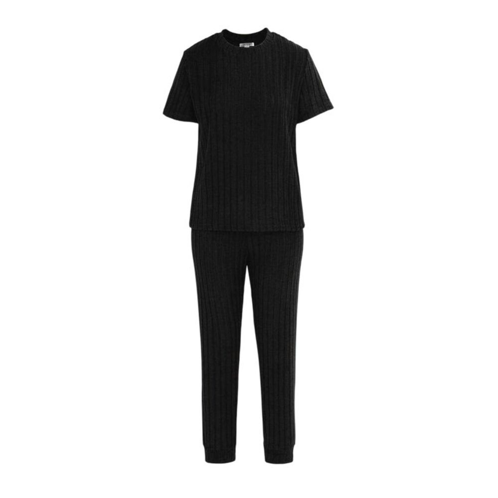 Miso Womens/Ladies Cotton Blend Short-Sleeved Pajama Set / Black